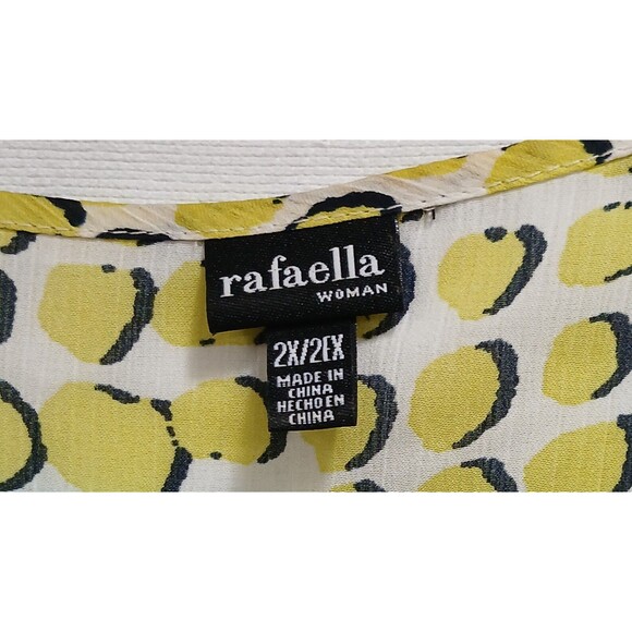 Rafaella Top Woman Plus 2XL XXL Sleeveless Green Black Circles Lightweight CUTE! - Picture 7 of 8